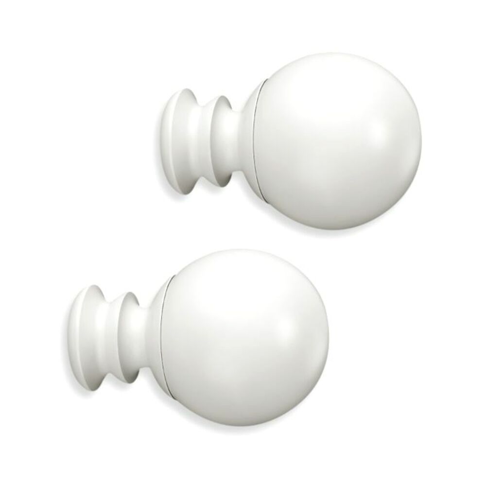Cambria Premier Complete Paragon Curtain Rod Finials Satin White Set of 2 Metal